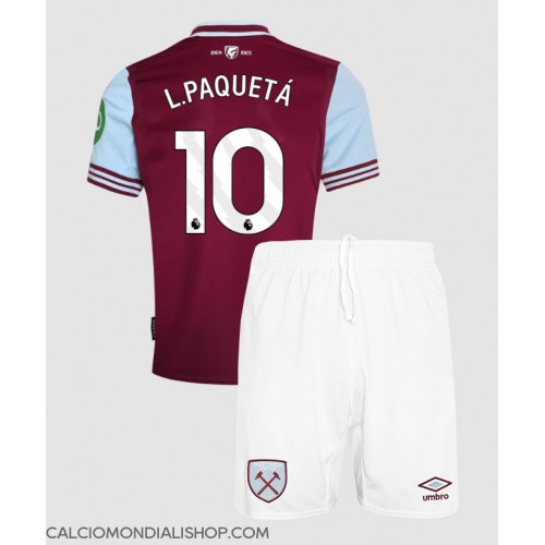 Maglie da calcio West Ham United Lucas Paqueta #10 Prima Maglia Bambino 2024-25 Manica Corta (+ Pantaloni corti)